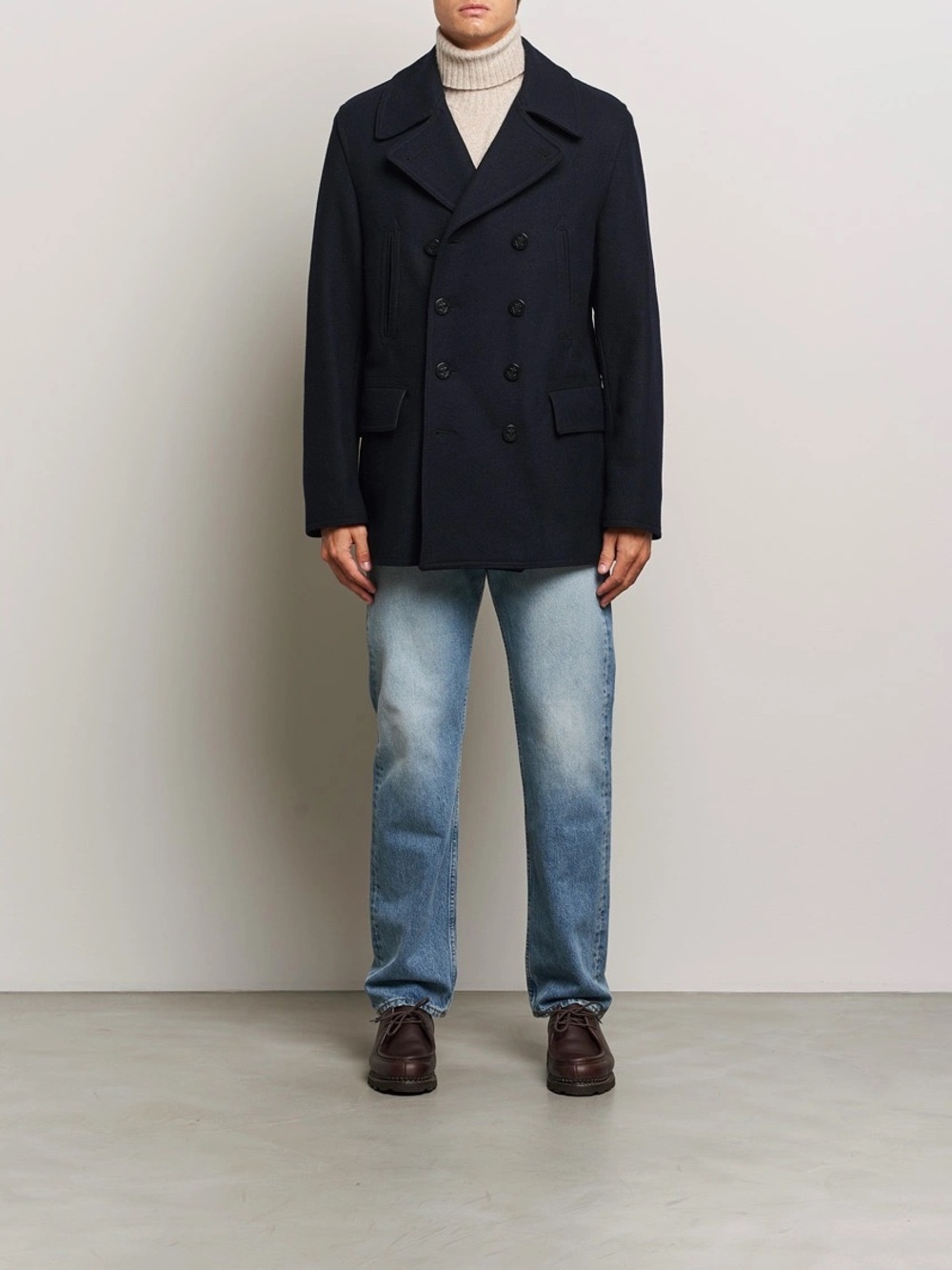 Gloverall Churchill Peacoat Wool Coat in Black Size Small like new